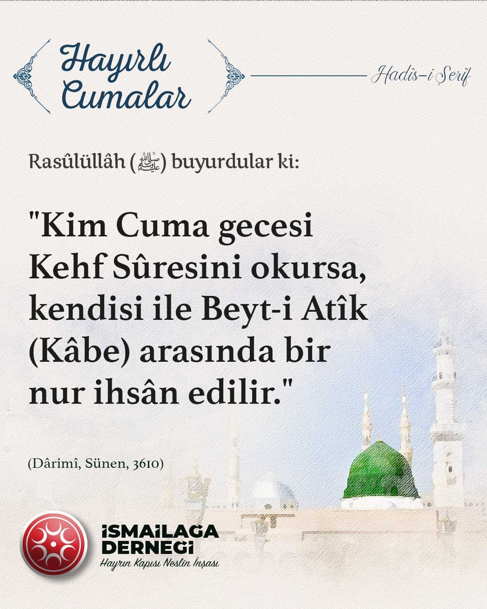 ismailaga_cami's tweet photo. #HayırlıCumalar
Cumamız Mübarek Olsun, Hayırlı Cumalar https://t.co/MhgGOquPEn