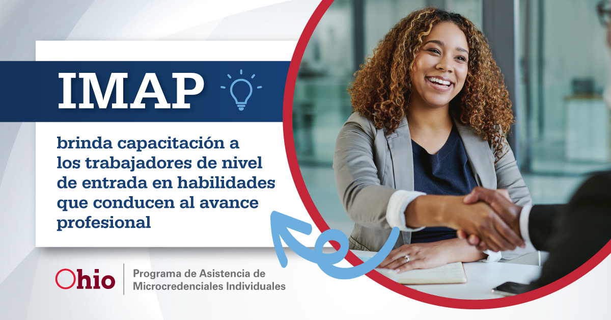 IMAP ayuda a los habitantes de Ohio de bajos ingresos o desempleados a participar en un programa de capacitación para recibir una credencial sin costo alguno. 

workforce.ohio.gov/initiatives/in… <a href="/OhioOWT/">Ohio OWT</a>