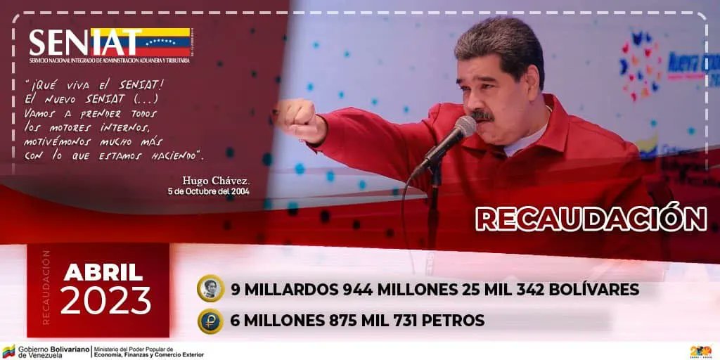 ℹ️🗞️ EsNoticia: SENIAT RECAUDÓ 9.944.025.342 BOLÍVARES DURANTE EL MES DE ABRIL

📲 Para ampliar esta información ingresa a nuestra red social ➡️ buff.ly/3pkTpp2

#SENIATPotenciaLaEconomía