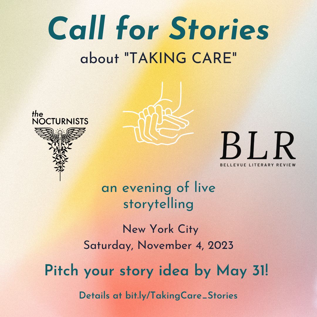 The Nocturnists (@thenocturnists) on Twitter photo Have you ever been involved with the caregiving experience? Pitch your story for our upcoming live storytelling show in NYC with <a href="/BLReview/">Bellevue Literary Review</a>! Deadline is May 31st. #medtwitter Have you ever been involved with the caregiving experience? Pitch your story for our upcoming live storytelling show in NYC with <a href="/BLReview/">Bellevue Literary Review</a>! Deadline is May 31st. #medtwitter
