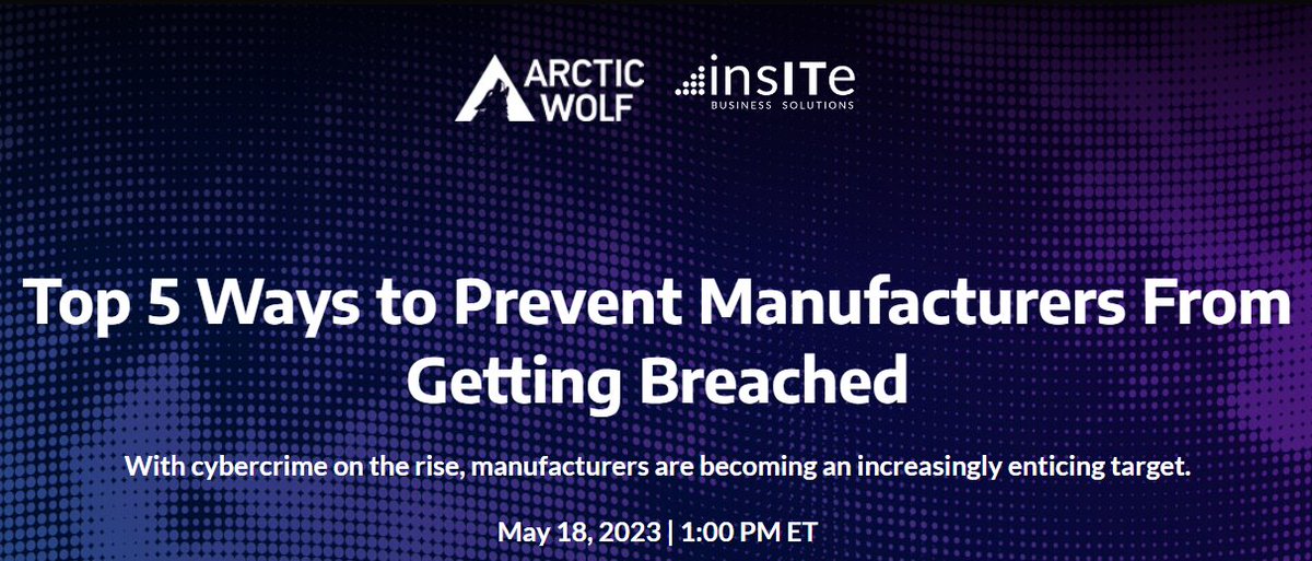 TrustedInsite's tweet photo. With cybercrime on the rise, manufacturers are becoming an increasingly enticing target. Join us as we partner with @AWNetworks to discuss the top ways for manufacturers to prevent breaches  — you might even win yourself a prize!
Register today! https://t.co/Q9eFjZ4gEq https://t.co/vDnHXMH6d9