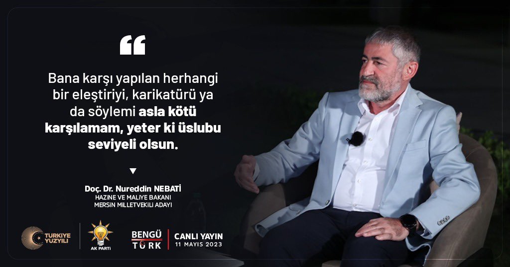 NureddinNebati's tweet photo. Bana karşı yapılan herhangi bir eleştiriyi, karikatürü ya da söylemi asla kötü karşılamam, yeter ki üslubu seviyeli olsun. https://t.co/deHAA5exL5