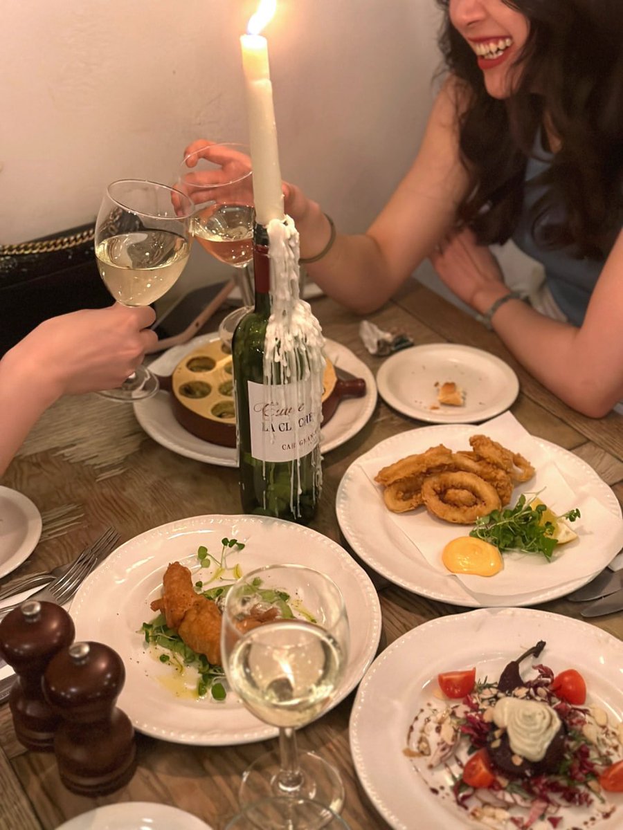 Went to a French restaurant with my best sister and had candles in a unique wine bottle, very artistic