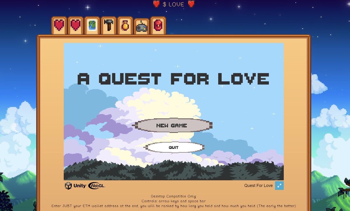 Thanks <a href="/Poe_Ether/">POΞ (🍕)</a> for this find.

As a gamer I can’t wait to see how far I can make it. The integration between the game and community is 👌

Less than 1,000 holders 

MC @ $280k

We all need a little $LOVE 💕

<a href="/theloveofeth/">$LOVE</a>