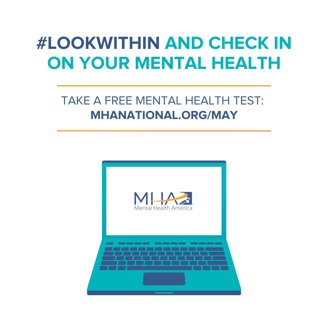 ACACounselors's tweet image. Taking a mental health test is one of the easiest ways to #LookWithin and check in on your mental health. Get screened at mhascreening.org 

#MentalHealthMonth