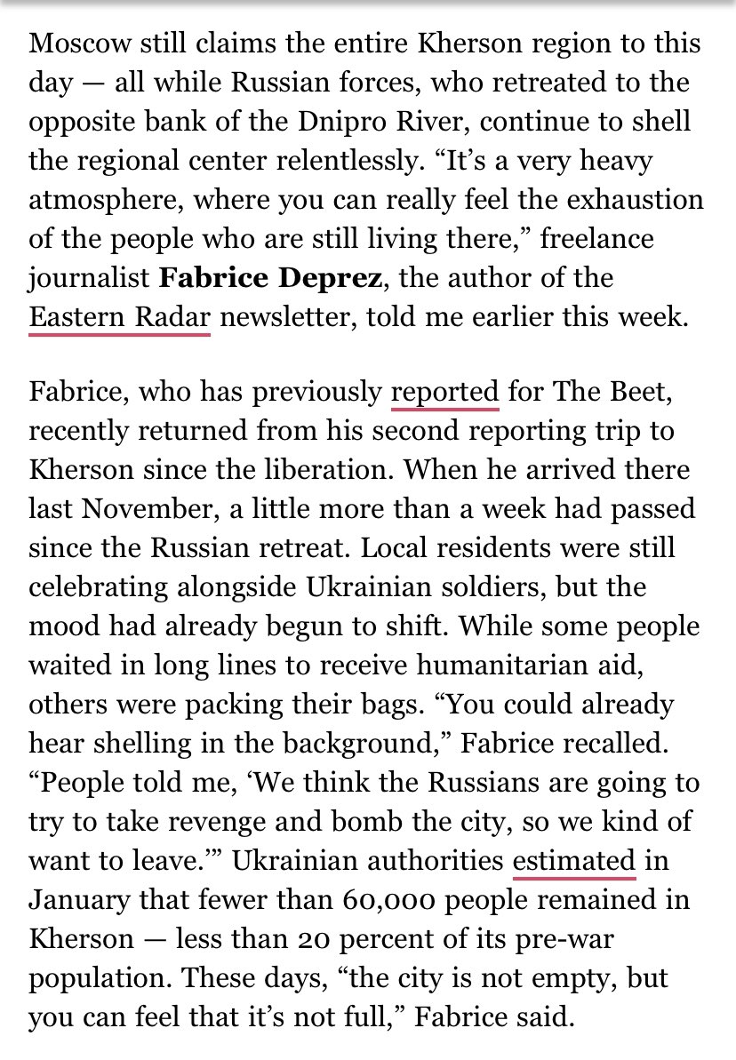 EilishHart's tweet photo. The Beet’s latest is out now! This week’s story is about Uzbekistan’s recent referendum. Plus, as a bonus for subscribers, @fabrice_deprez shares his impressions from a recent reporting trip to Kherson, which Ukrainian forces liberated 6 months ago today. https://t.co/36cDRxXPT8 https://t.co/s2UqIu3469