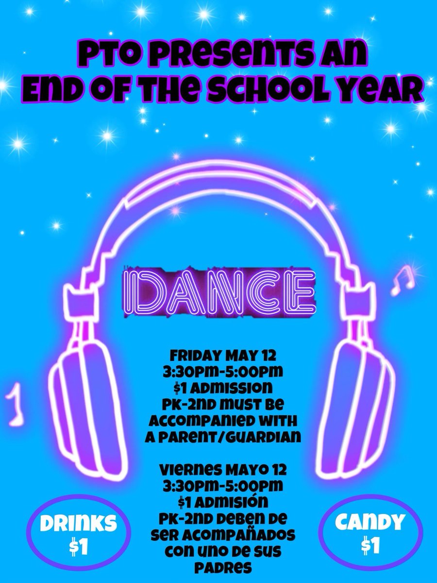 BESSSAISD's tweet photo. Don’t forget tomorrow PTO will be hosting our annual END OF THE SCHOOL YEAR DANCE!! We’re almost there Patriots!!🕺🪩 https://t.co/Yzb7YyjGfh