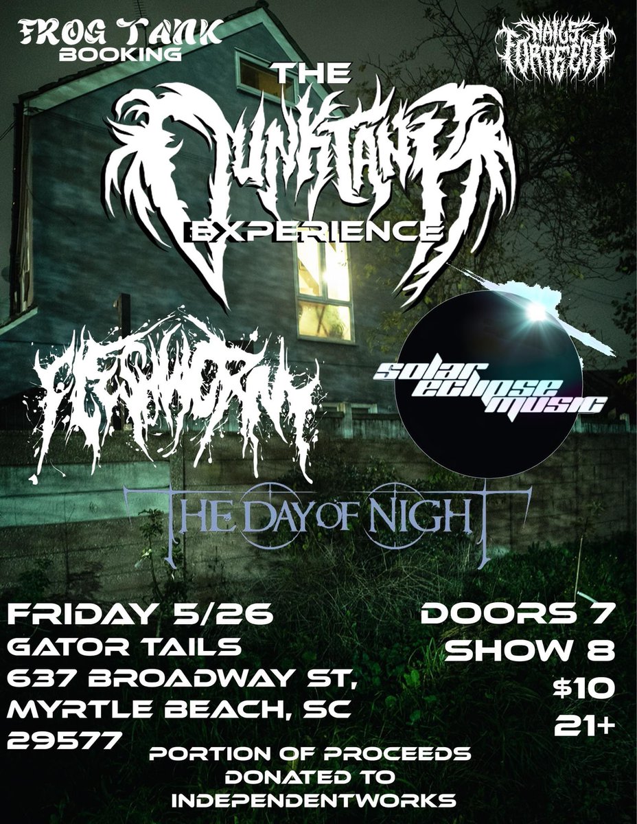 DelusionalMuzic's tweet photo. 🚨Upcoming DMZ Events ‼️❗️🚨

5/19 @JadeChanelley_ and @LilValley74 are taking over #columbiasc 

5/26 Join us at Gator Tails for a Metal Show featuring our own @SolarEclipseMUS doing a mini tour with Fleshworm

5/27 S.O.xN.Y. debuts at Gator Tails with @DelusionalMuzic as host! https://t.co/ubZea8kcFO