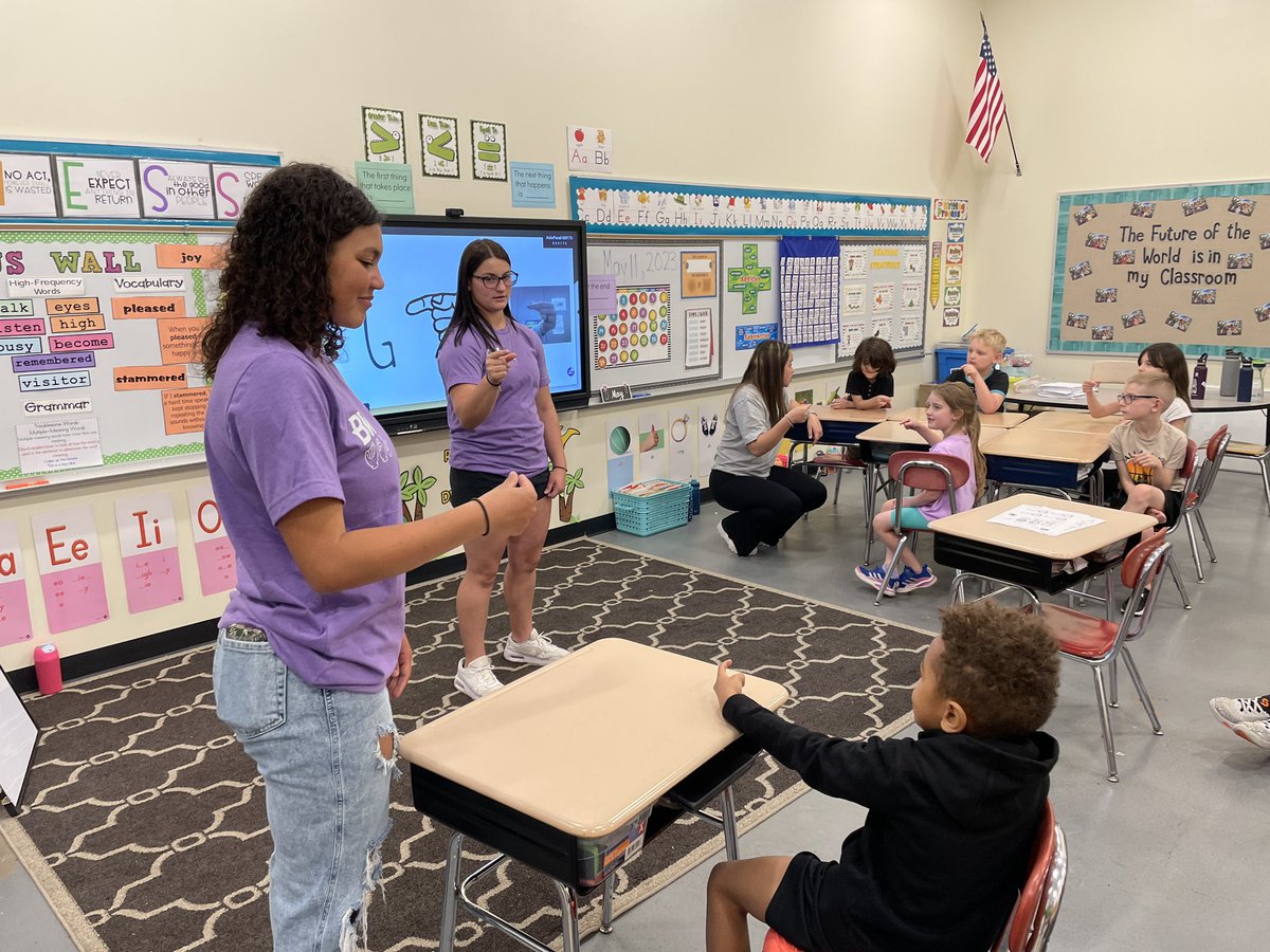 What a special treat during “Cheers for Ears” week! We had special visitors from @BHSActivities visit and teach us some ASL! 💜