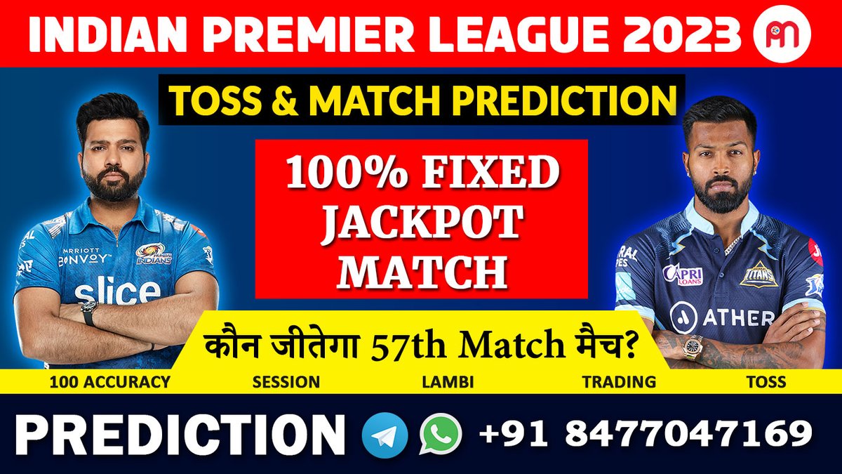 predictionmania's tweet photo. 57th Match MI vs GT Today Match Prediction
57th Match MI vs GT Today Match Prediction The world is ready to witness yet another big battle of the IPL 2023. The 57th match of the Indian Premier League2023 is scheduled to play between Mumbai Indians and

https://t.co/AV0DIinffL https://t.co/ol2UMzpX1E