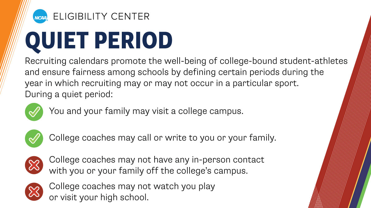 Is your sport in a dead period? View the <a href="/NCAA/">NCAA</a> recruiting calendars to learn what times of the year college coaches may not have any face-to-face contact with you or your family.

➡️ on.ncaa.com/RecruitCal