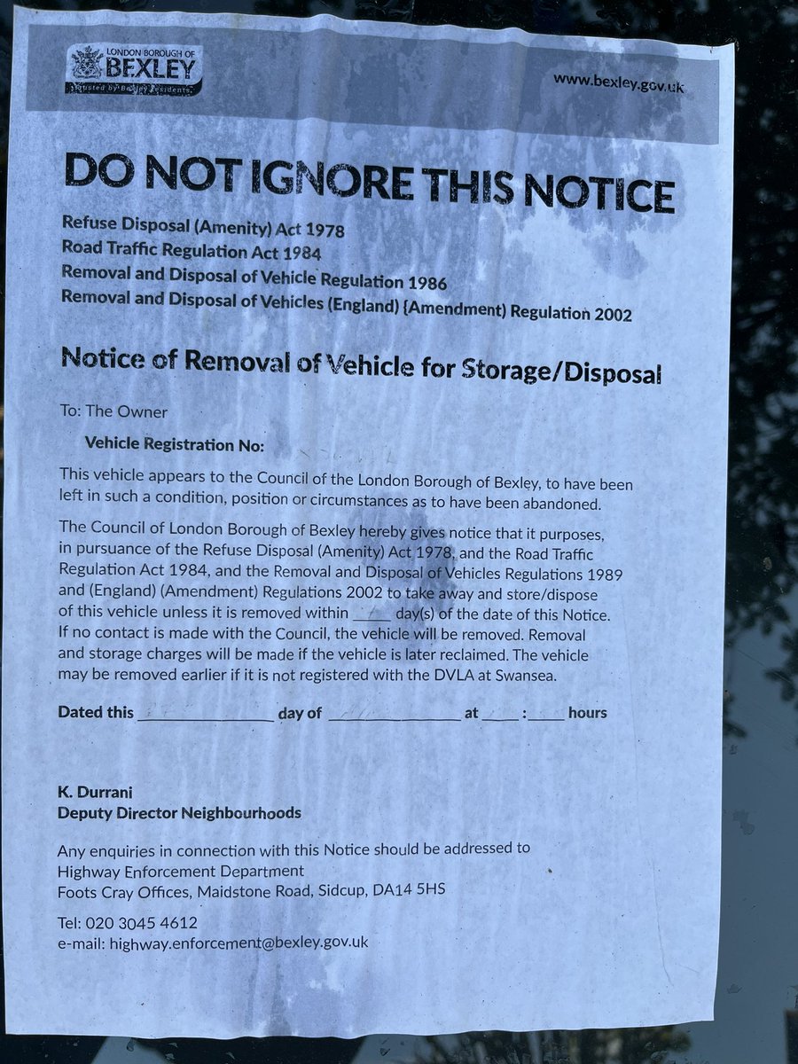 SteveWalker69's tweet photo. @LBofBexley Thankyou it has been reported, and also has a notice to remove on it, that was meant to happen within 7 days, 2 weeks later it’s still here.
It’s been here so long now grass is growing around it.
You can guarantee @LBofBexley would act quicker if we didn’t pay our council tax! https://t.co/2ZzbPS5vBX