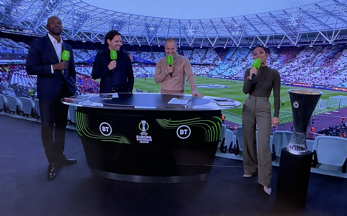 nick_harv's tweet photo. @julesbreach you’ve been missed.  Good to see you back with the Cole brothers at the London Stadium.  Thank you @btsportfootball. https://t.co/vllvP4JJNP