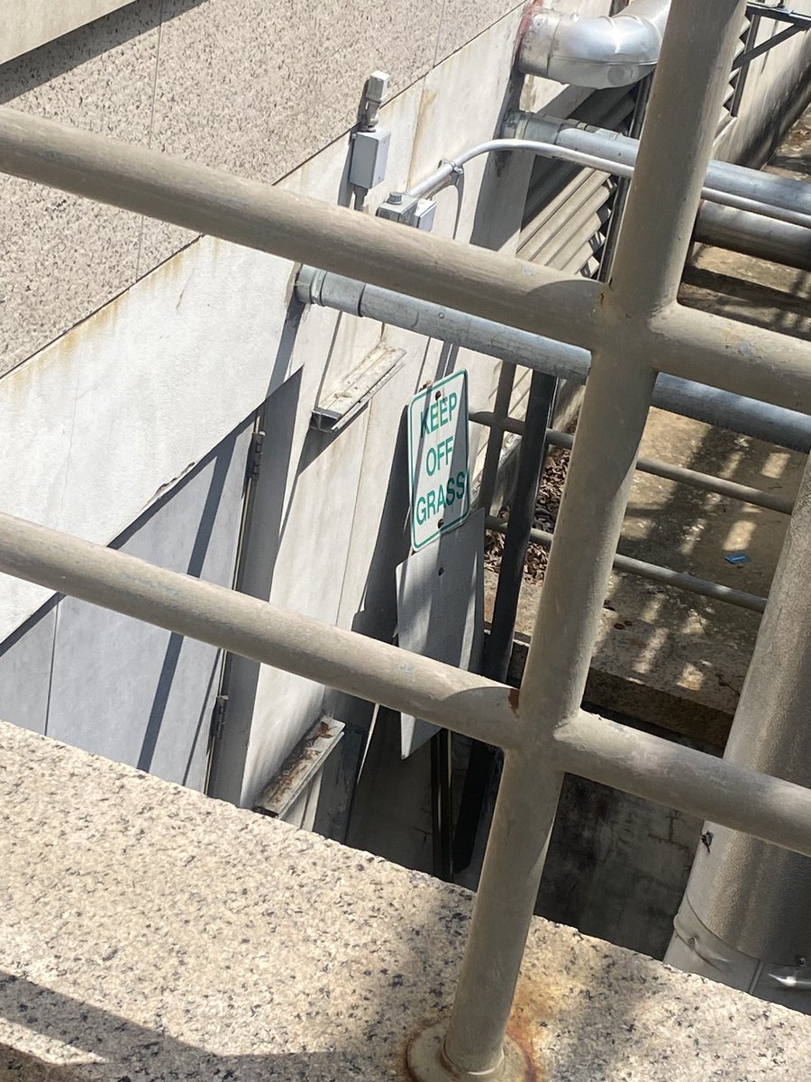 coachcotter's tweet photo. Rules in DC are serious, 3 blades of grass in the bottom of a stairwell. #PanthersinDC2023 #KeepoffGrass https://t.co/24tWoLp736