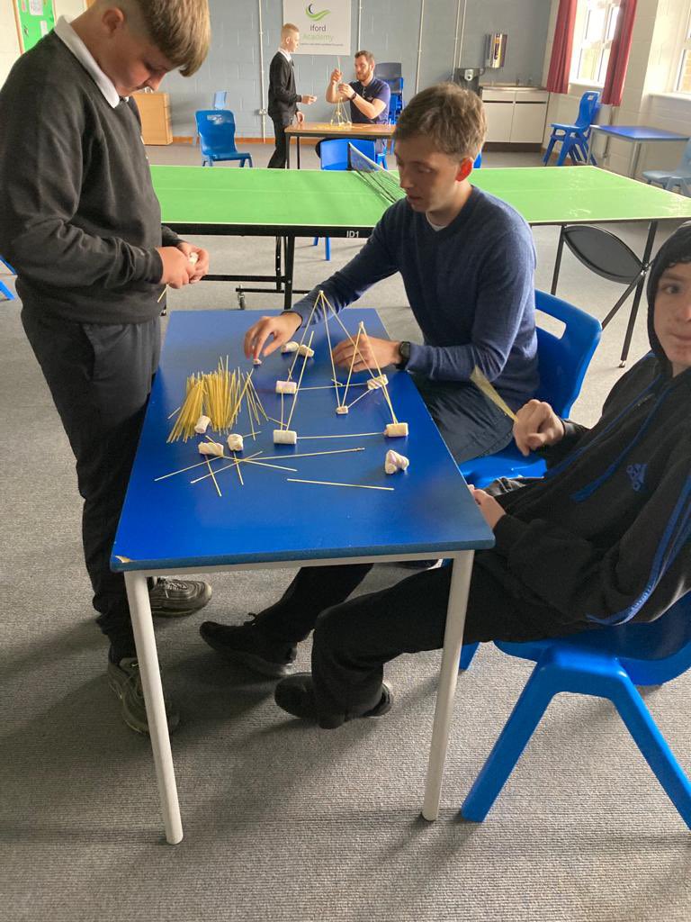 It was a Spaghetti Tower challenge kind of day for our Year 8 students with AFCB #PLInspires. Teamwork, communication, and planning skills needed for this. @willo_9 @iford_academy @AFCBCommunity