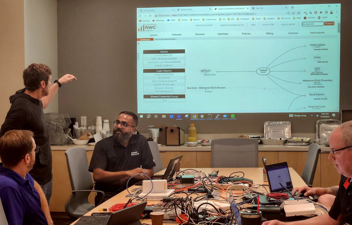 rgnets's tweet photo. Deep-diving into the RWG at @ruckusnetworks headquarters! Thanks to RG Nets VP Darrian Hale for leading the sessions, and to RUCKUS for their hospitality! #rgnets #ruckusnetworks #ruckusWANgateway #training https://t.co/ZGIX1degiE