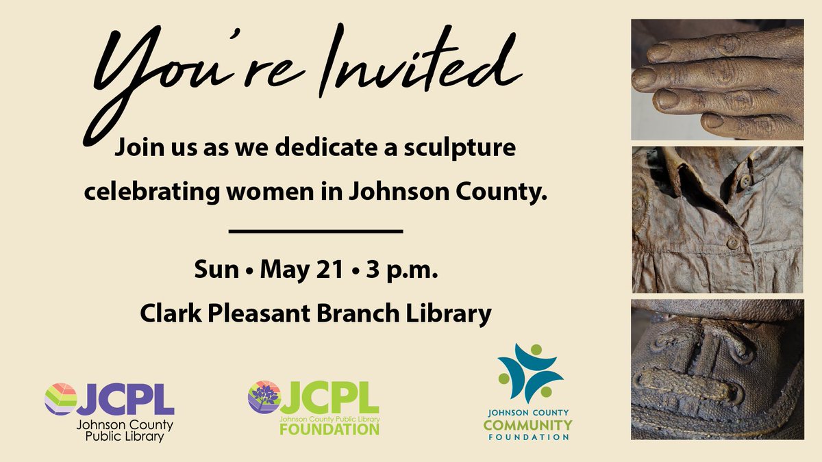 JCPLIN's tweet photo. Join us May 21 for the dedication of a bronze sculpture honoring Johnson County women and meet the artist Kimberly McNeelan. The sculpture is made possible by donations from community members and a @JCCFIndiana grant. https://t.co/Win4btkYiw
