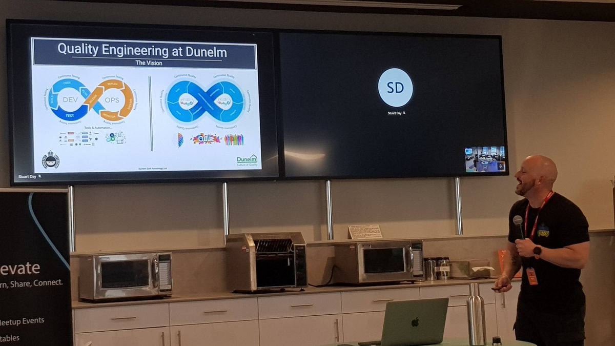 ThePirateTester's tweet image. @QAgile_stu presenting at #MidsTest, talking on &quot;Growing a career beyond testing&quot;.