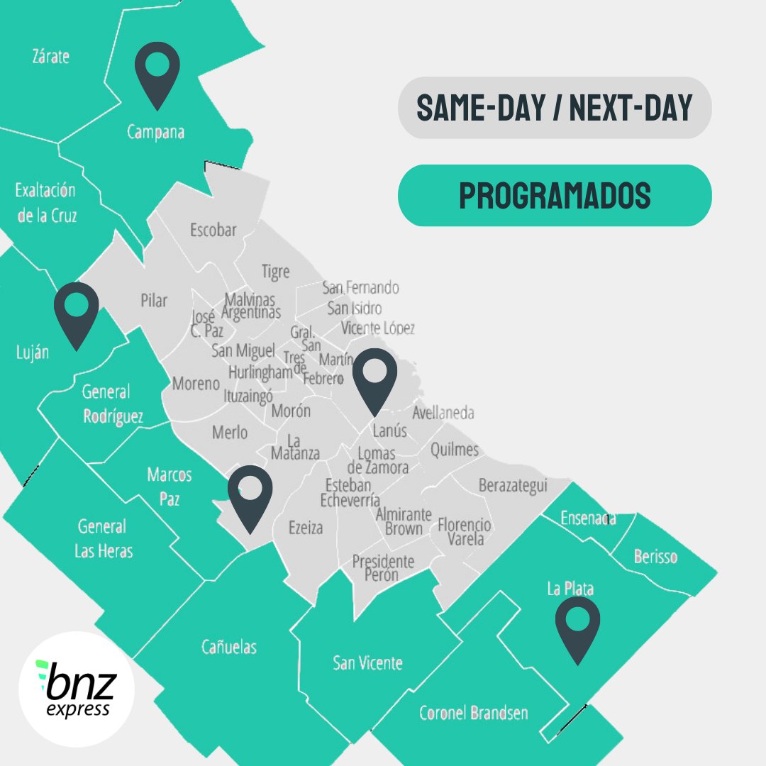 BnzExpress's tweet photo. En BNZ Express tenemos opciones de envío en Buenos Aires para todos. Same Day, Next Day y envíos programados en el resto e interior. ¡Confía en nosotros para llegar a cualquier destino! #EnviosSameDay #EnviosNextDay #EnviosProgramados #BNZExpress #BNZ #BnzMeLoTrae https://t.co/ndnhFV8HvO