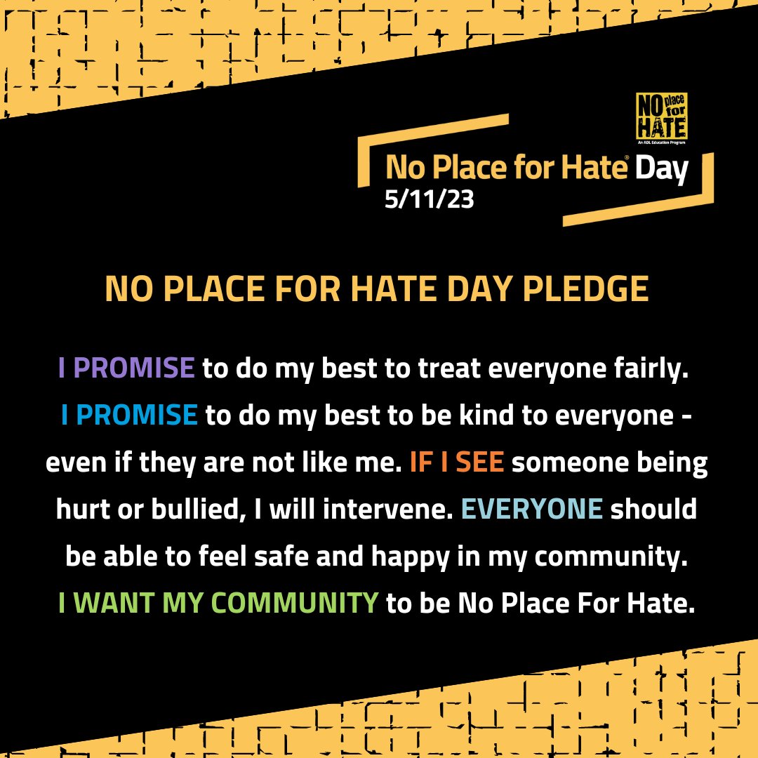 JewishPalmBeach's tweet photo. Today and every day, we must stand together to combat all forms of hatred and promote education, advocacy and solidarity. On #NoPlaceForHate Day, we stand with @ADL_Florida in taking the pledge to promote a community that is free from hate. https://t.co/hgRapqGi51
