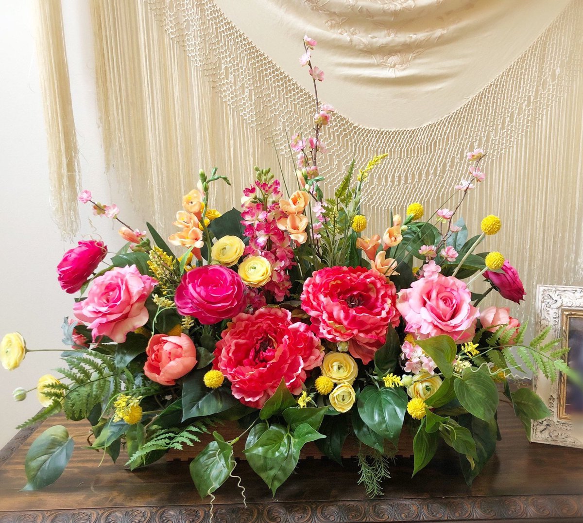 Excited to share this item from my #etsy shop: Hot Pink Arrangement | Floral Arrangement | Wedding Ceremony Flowers #wedding #pink #yellow #mothersday #ceremonyflowers #weddingflowers #largearrangements #frenchcountry #purpleflowers etsy.me/44PJMiD