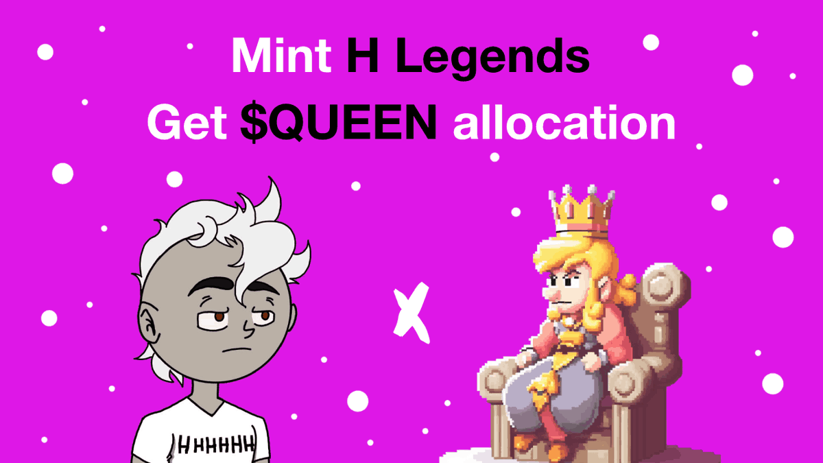 We've partnered with <a href="/QueenTakesOver/">$QUEEN - Enter the Queendom</a> to bring you an amazing post-launch airdrop of upcoming $QUEEN token 👑

Every participants in our H Legends mint will be eligible for the airdrop !!

We're thrilled to support each other