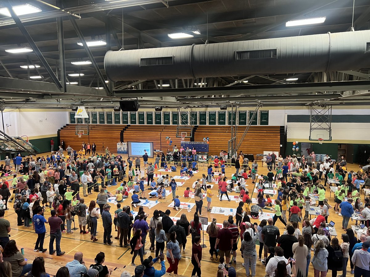 K5engineers's tweet photo. Wow!  Even though we've been watching this happen for years now, our jaws still hit the floor when 350+ students from @MooreSchools show up to showcase their robotics and engineering skills at @Pinecrest_MCS .  Thanks so much for hosting, @MCSDigital !  #K5Engineers #NCSTEM https://t.co/XBuD6StSrE