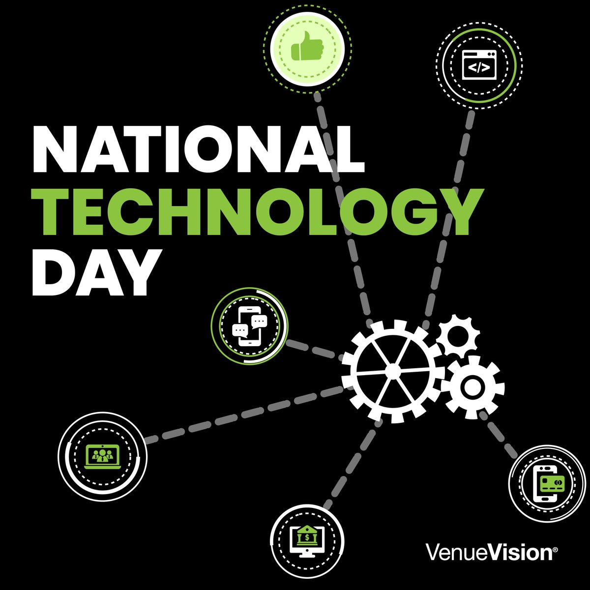 VenueVision's tweet image. On National Technology Day, we celebrate the amazing advancements in technology that have transformed how automotive businesses collect payments, communicate, and market to their customers! #VenueVision #Innovation #DealershipSolutions