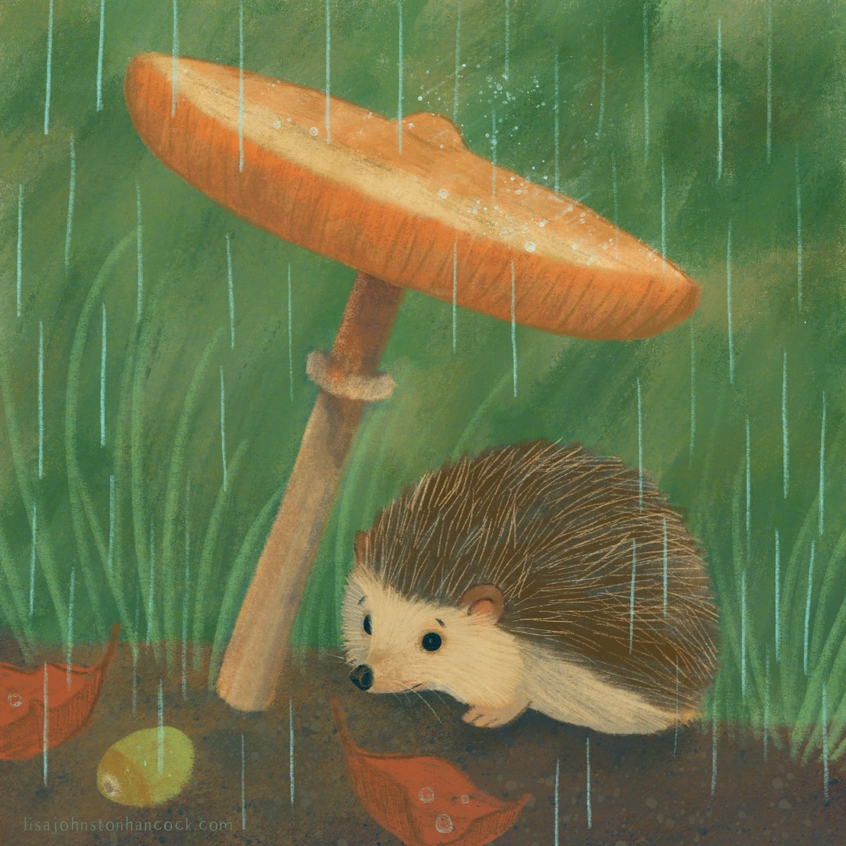 LisaJHancockArt's tweet image. A belated @drawingbabiesweek post for the prompt Mushroom. Poor baby hedgehog just wants out of the rain. ☔️ 

#DrawingBabiesWeek #illustrationchallenge #illustratorsofinstagram #kidlitartist #rootlitillustrators #illustratorlife #kidlitwomen #babies #procreate #drawingchallenge