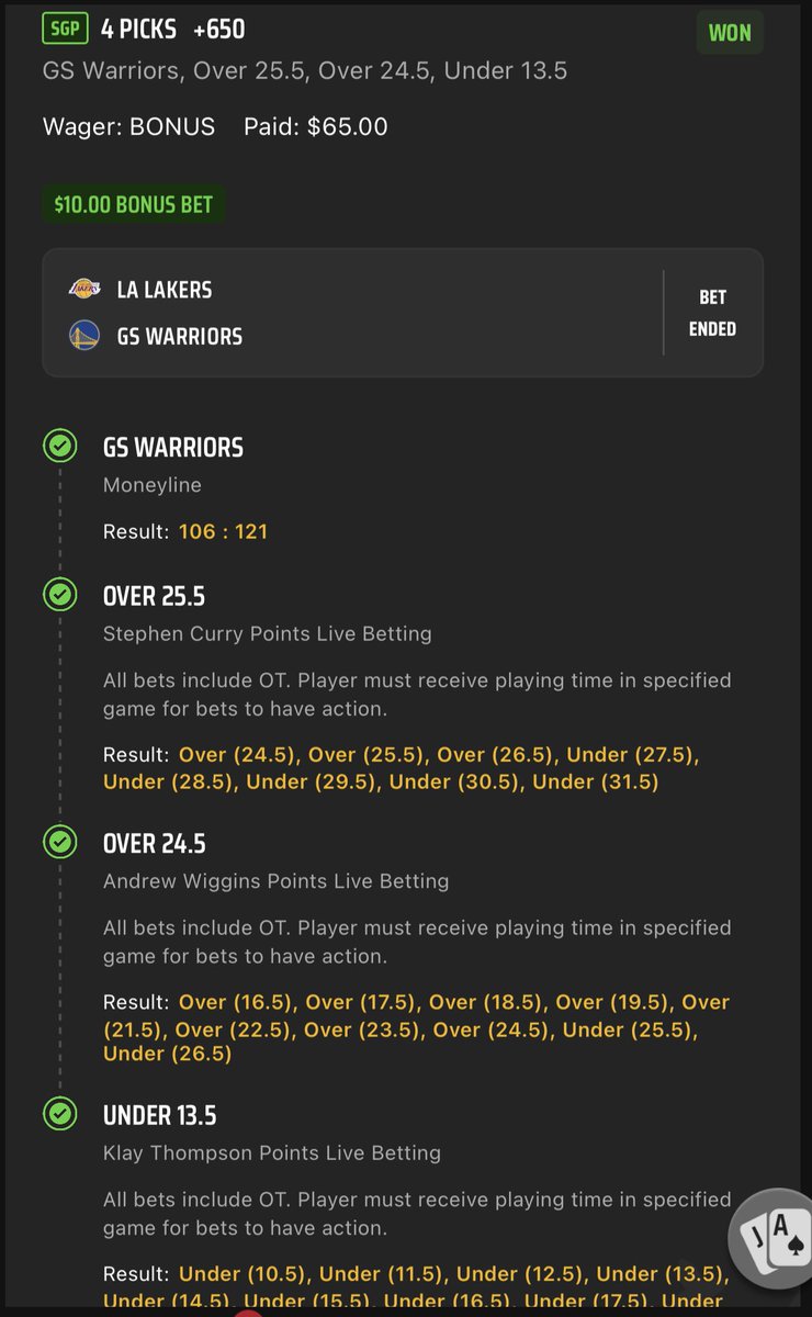 dant_johns's tweet photo. 🏀 RECAP: 4-0 
✅ Curry o25.5 pts
✅ Wiggins o24.5 pts
✅ Thompson u13.5 pts
✅ Warriors ML 
4-0 Sweep last night 🧹🧹
#NBAPlayoffs #DraftKings 
Will Be Posting My Picks For Tonight’s 
Game At 5pm Stay Tone #SportsBettingPicks 🔥🔥@CallingOurShot @chrismeaney https://t.co/v9pbOlger3