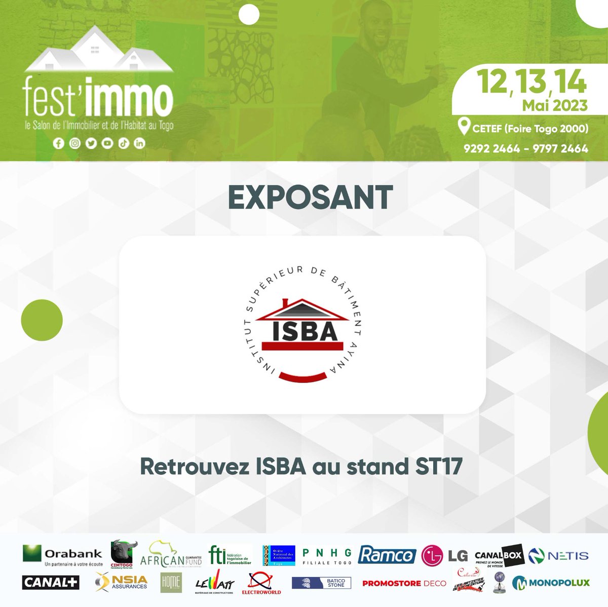 fest_immo's tweet photo. Vivez trois (3) jours d'expérience inoubliable avec des acteurs immobiliers qualifiés et des professionnels de renom dans ce secteur. ✨

Retrouvez ci-dessous tous les exposants de cette 6e édition ainsi que leurs stands respectifs sur le site du #CETEF ! ⬇️⬇️⬇️

1/4 https://t.co/pHujyl5MzI