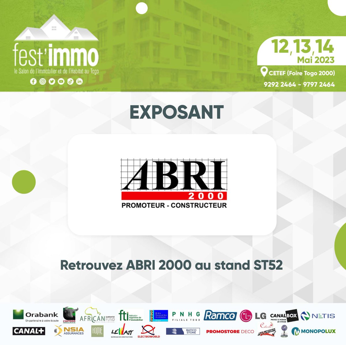 fest_immo's tweet photo. Vivez trois (3) jours d'expérience inoubliable avec des acteurs immobiliers qualifiés et des professionnels de renom dans ce secteur. ✨

Retrouvez ci-dessous tous les exposants de cette 6e édition ainsi que leurs stands respectifs sur le site du #CETEF ! ⬇️⬇️⬇️

4/4 https://t.co/DXiML3y60s