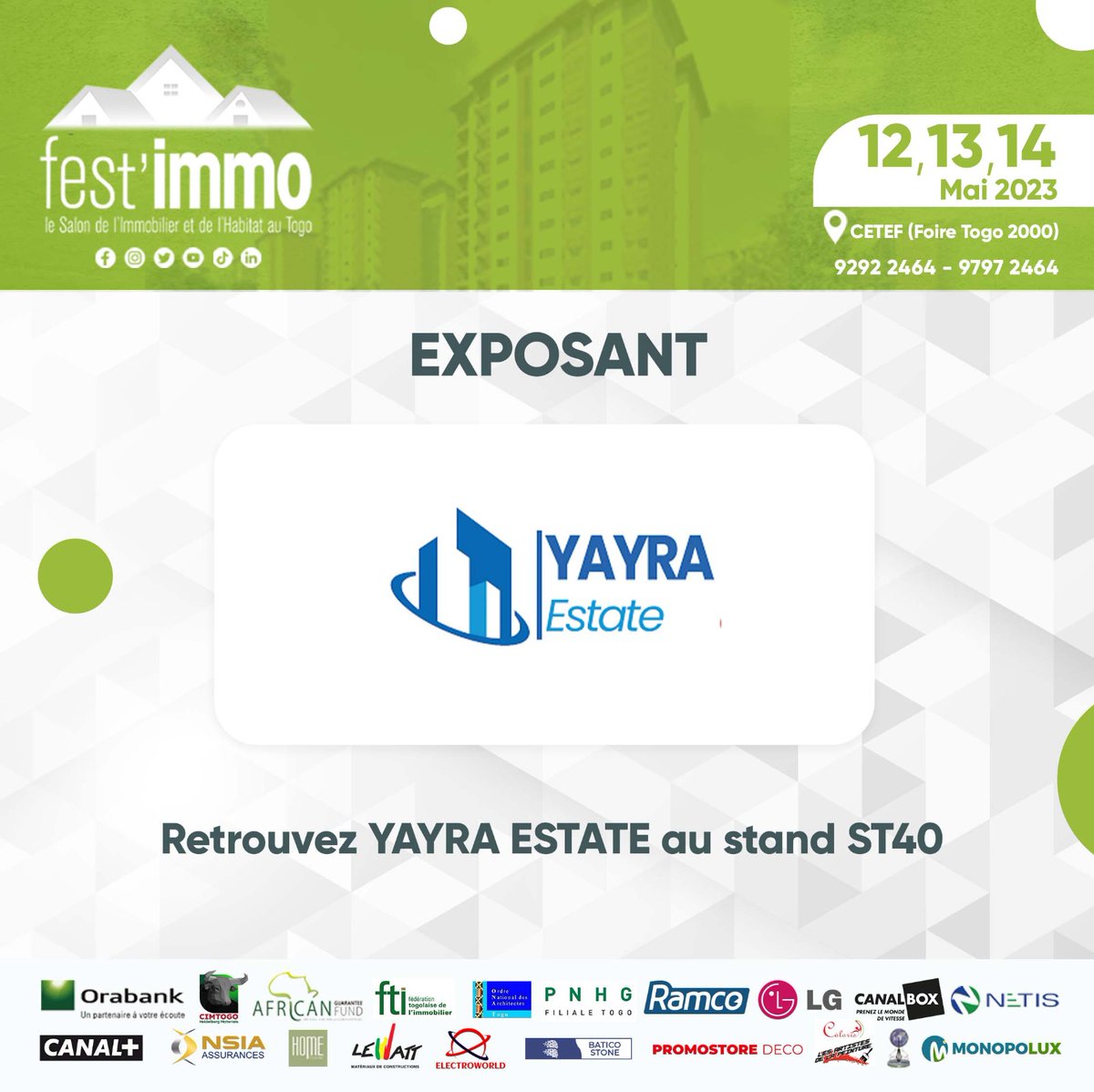 fest_immo's tweet photo. Vivez trois (3) jours d'expérience inoubliable avec des acteurs immobiliers qualifiés et des professionnels de renom dans ce secteur. ✨

Retrouvez ci-dessous tous les exposants de cette 6e édition ainsi que leurs stands respectifs sur le site du #CETEF ! ⬇️⬇️⬇️

4/4 https://t.co/DXiML3y60s