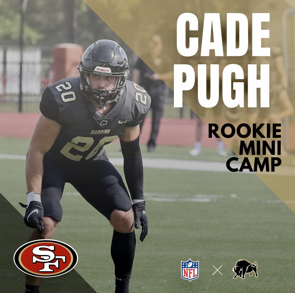 Good luck to 2022 All American DB Cade Pugh as he heads to the San Francisco 49ers Rookie Mini Camp! #HonorGod #CodeBlack #HU2NFL