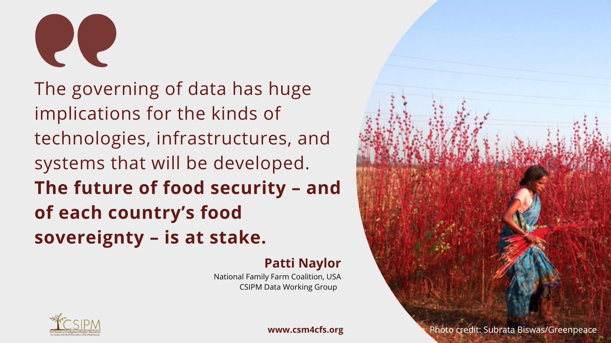 #DYK The <a href="/UN_CFS/">CFS</a> has an ongoing process to develop Policy Recommendations on Data collection and analysis tools for food security &amp; nutrition #CFSData. Bringing data governance to the table is key for the CSIPM. Why? 🧐 
Keep reading!🧵