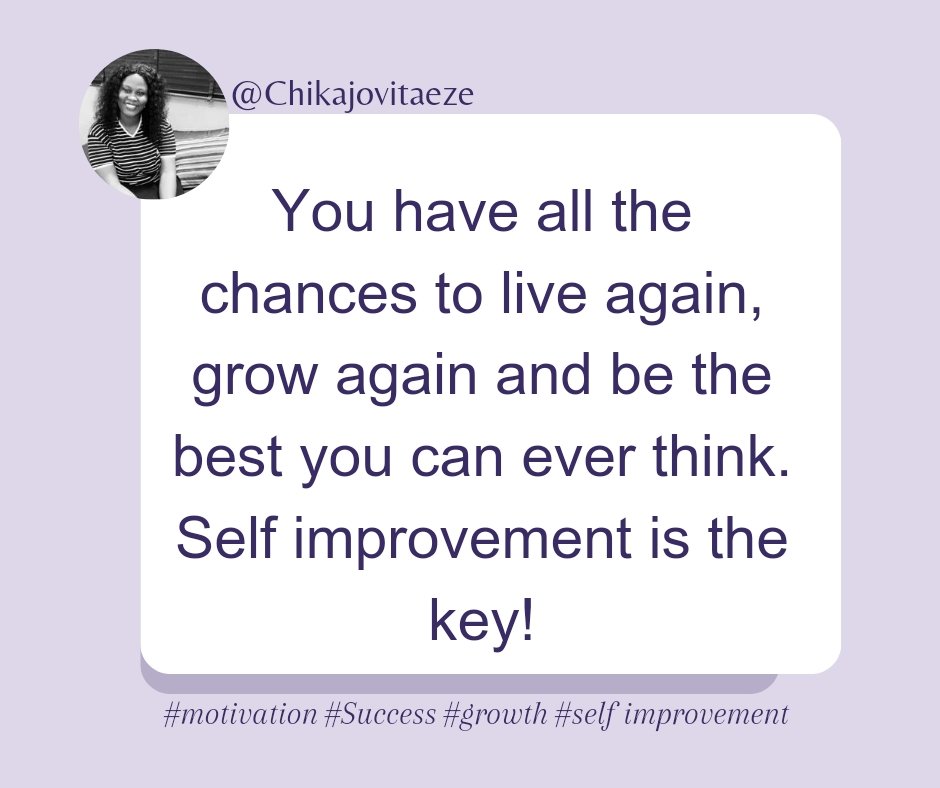CJovitaeze's tweet photo. Yes!
You heard me well!!
Every day is a new beginning to be a better you!!!
#chikajovitaeze #everydaywithjesus #selfimprovement #growth #growthmindset #motivation #success https://t.co/CxO0wnaBeC