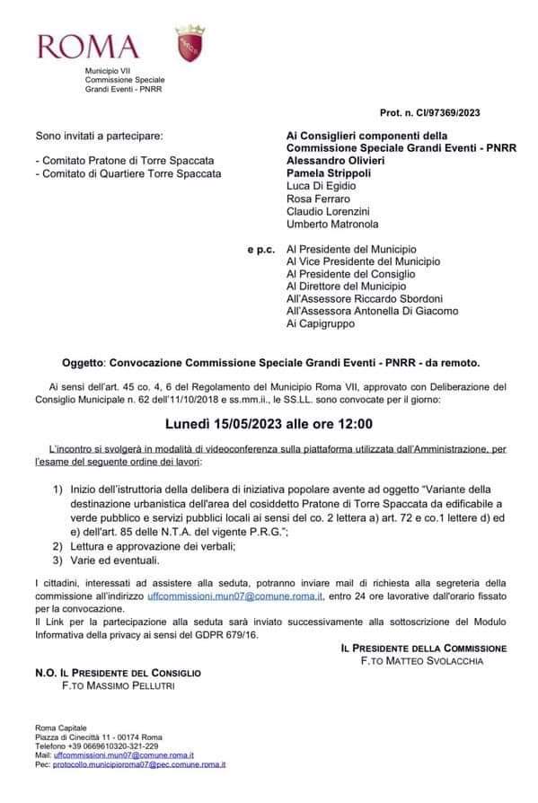 AlbertoIlaria's tweet photo. La proposta di deliberazione di iniziativa popolare presentata dal Comitato Pratone di TorreSpaccata - per il Parco delle Ville Romane, che ha visto la raccolta di 11.000 firme, è... https://t.co/m2Qi3f4yrt
#PratoneTorreSpaccata #MeglioParco #TorreSpaccata #MunicipioVII #Roma https://t.co/eCiQVLWvG3