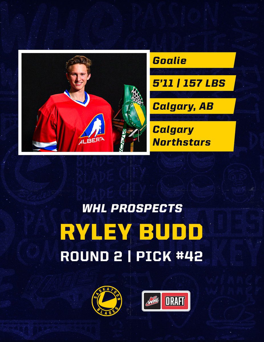 Saskatoon Blades (@bladeshockey) on Twitter photo With our 42nd overall pick, we're proud to select <a href="/CNHA_U15AAA/">CNHA_U15AAA</a> goalie Ryley Budd! ๐
Welcome to the organization! With our 42nd overall pick, we're proud to select <a href="/CNHA_U15AAA/">CNHA_U15AAA</a> goalie Ryley Budd! ๐
Welcome to the organization!