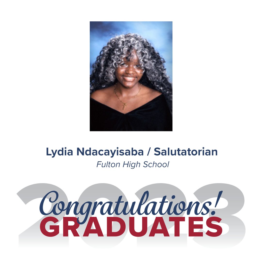 KnoxSchools's tweet photo. Congratulations to Fulton High School valedictorian Shealyn Bargo and salutatorian Lydia Ndacayisaba! https://t.co/KmbNmlzegX