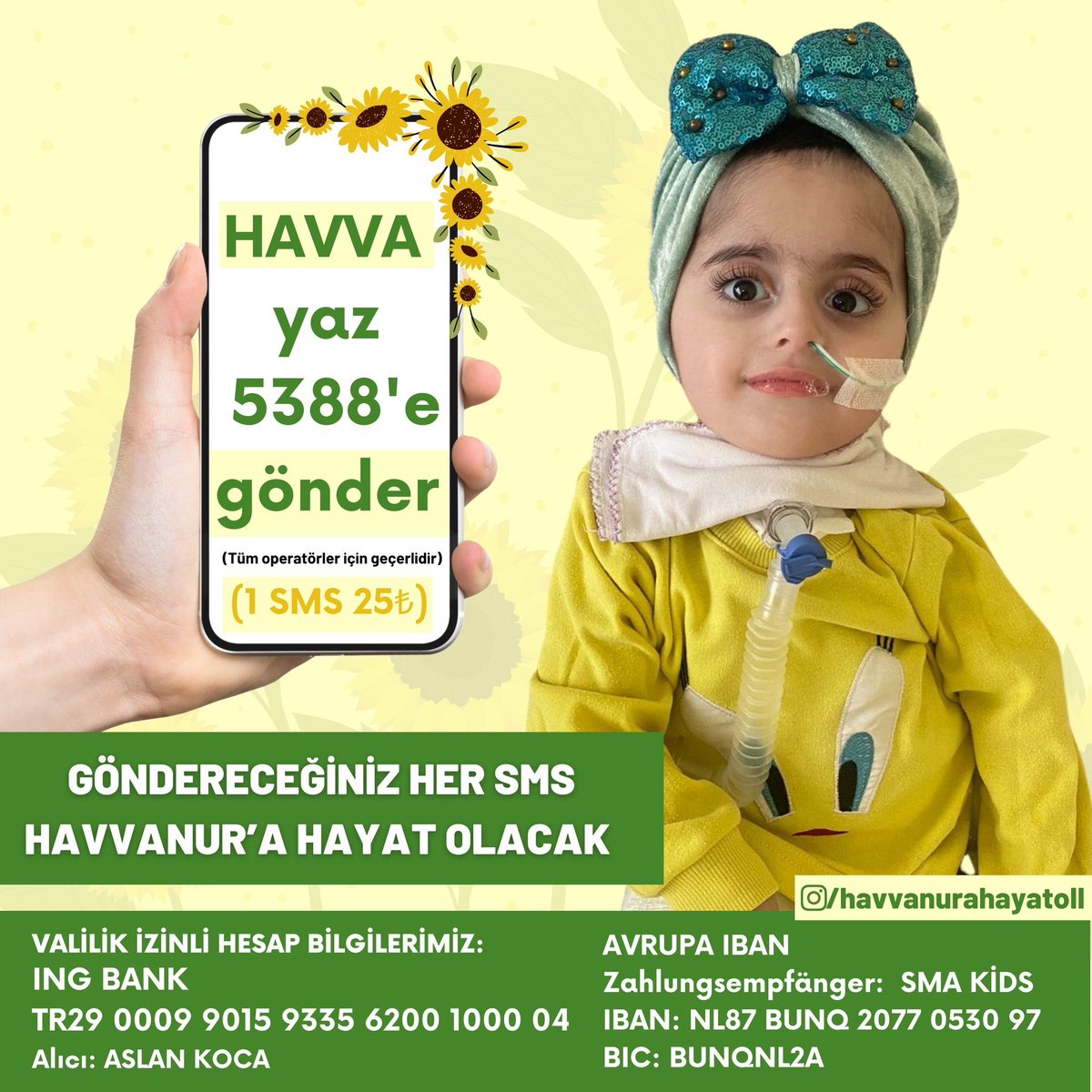 Yavrumuz Havva SMA hastasi, yasamak icin bizim gozumuze bakiyor. Haydi arkadaslar lutfen