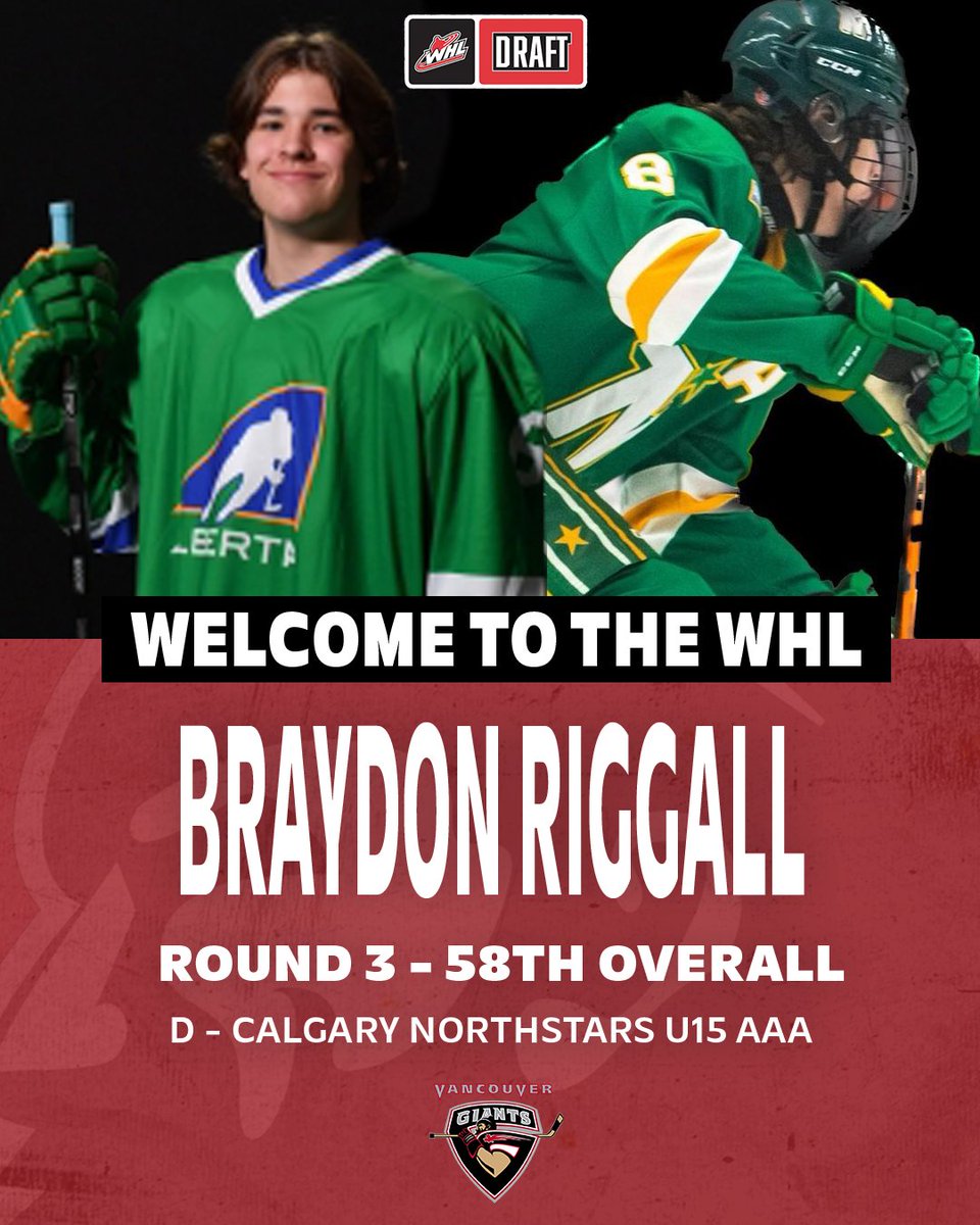 The Giants are proud to select Braydon Riggall with 58th Overall Selection of the 2023 WHL Draft.   

Welcome to Vancouver, Braydon! 
#WHLDraft