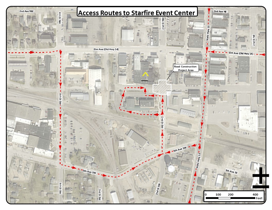 CITYOFWASECA's tweet photo. The 2nd St SW &amp; 2nd Ave SW Intersection reconstruction Project scheduled 2 begin Monday, May 15, project scheduled for 30 working days &amp; weather permitting expected 2B completed late June.  This intersection will be closed to traffic &amp; access to Starfire Event Center shown below https://t.co/NWrSB3zk4O