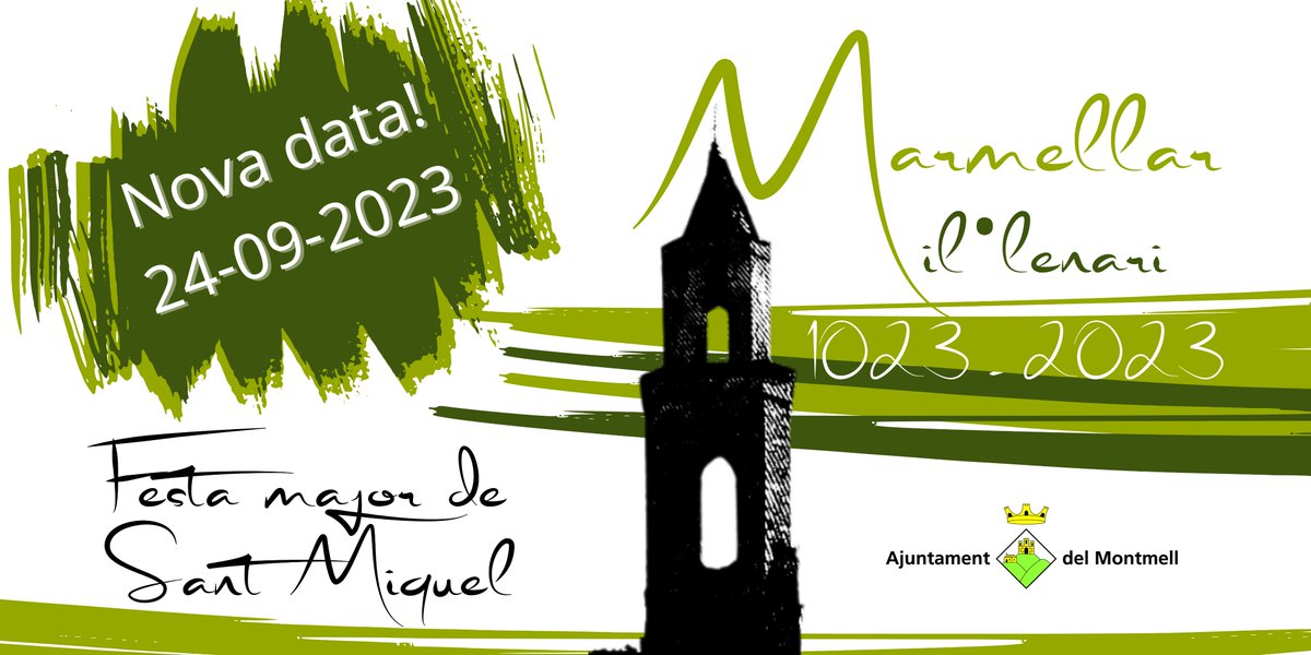 CULTURA I FESTES | MARMELLAR MIL·LENARI 1023 – 2023 NOVA DATA
Com ja vam informar l’esdeveniment de Marmellar Mil·lenari ha sigut posposat amb una nova data que ja podem confirmar. Serà el diumenge 24 de setembre, data coincident amb la festa major de Sant Miquel (29 de setembre)
