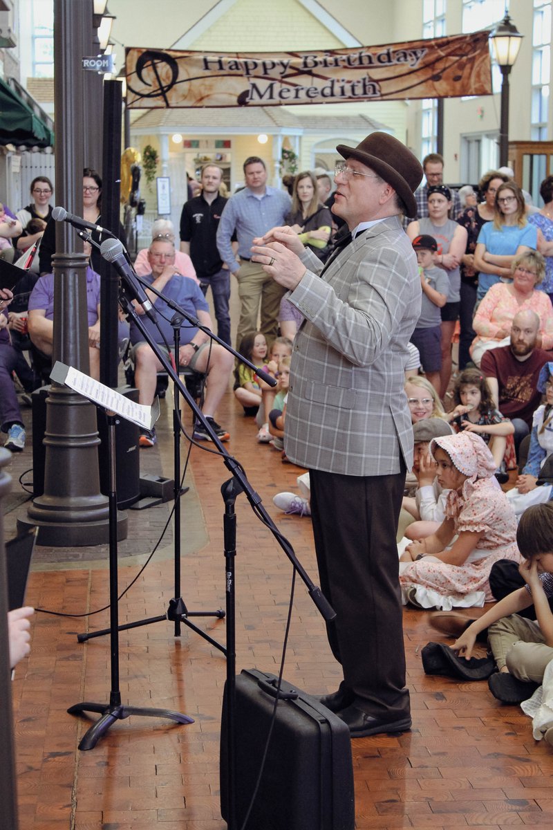 VisitMasonCity's tweet image. Sing "Happy Birthday" to Meredith Willson on the 1912 Streetscape! Visit The Music Man Square on May 16 to hear the New Horizons Band at 4pm. Afterward, stick around and celebrate Meredith Willson whose birthday is May 18th. Cake and ice cream will be provided! Admission is free.