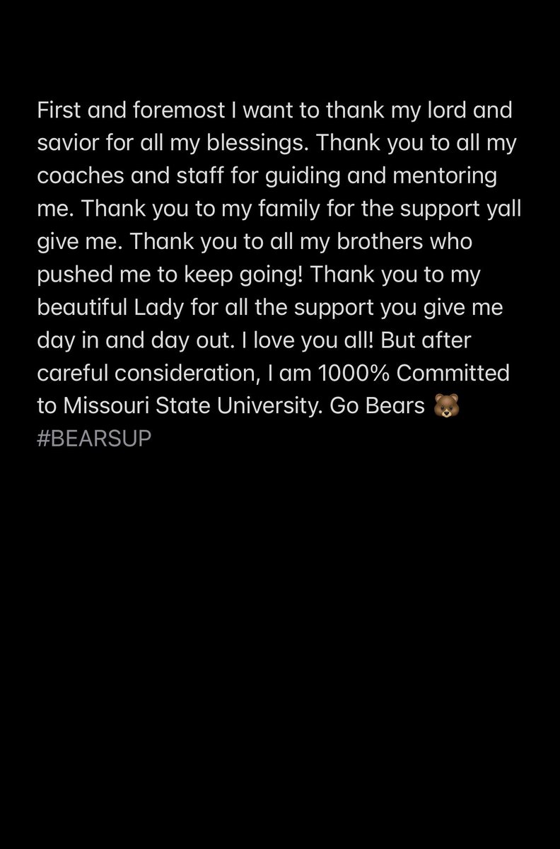 itauiliili_'s tweet photo. Gods plan! I am 1000% Committed to @MOStateFootball. All Glory to God. https://t.co/BudxQDFDZI