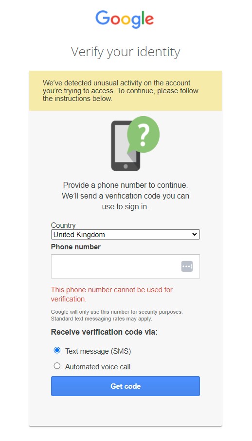 TechItOut_UK's tweet photo. @AskWorkspace I am setting up our new Not forprofit workspace and it is asking for a telephone number to verify due to "unusual activity" Every niumber I have access to is denied "This phone number cannot be used for verification." What do I do ? I have msg'd you with this https://t.co/rQnKT8u4Nk