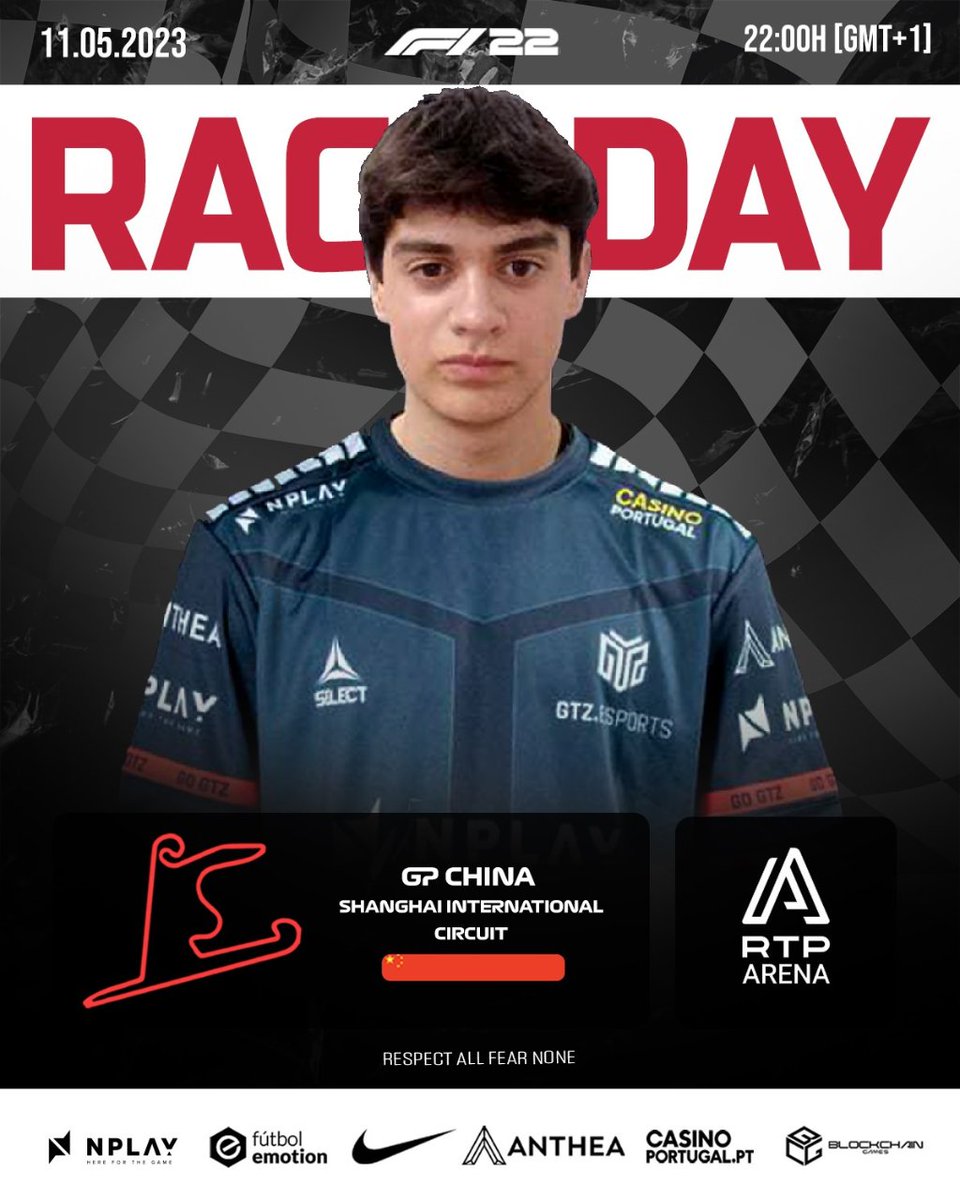 GTZEsports's tweet photo. 🇬🇧 We returned to China to compete in the postponed F1 race
🇵🇹 Voltamos à China para competir na corrida de F1 que estava em atraso

🏆 @rtparena
🏁 GP: China - Shanghai International Circuit
⏰ 22H00 [GMT+1]
📺 https://t.co/TKo0pOh75t

#RespectAllFearNone #F1naRTP #F122game https://t.co/nzjP1giyTd