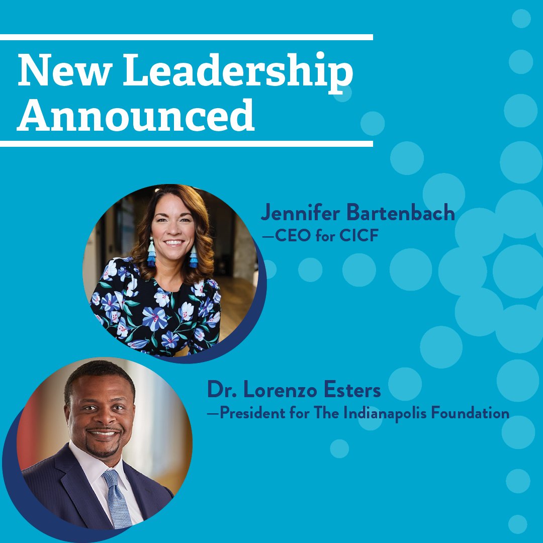 CICFoundation's tweet image. The CICF Board of Directors announced today that Jennifer Bartenbach has been named as the next CEO; and the Board of The Indianapolis Foundation announced that Dr. Lorenzo Esters has been named as the next President. loom.ly/LjN0Hp0