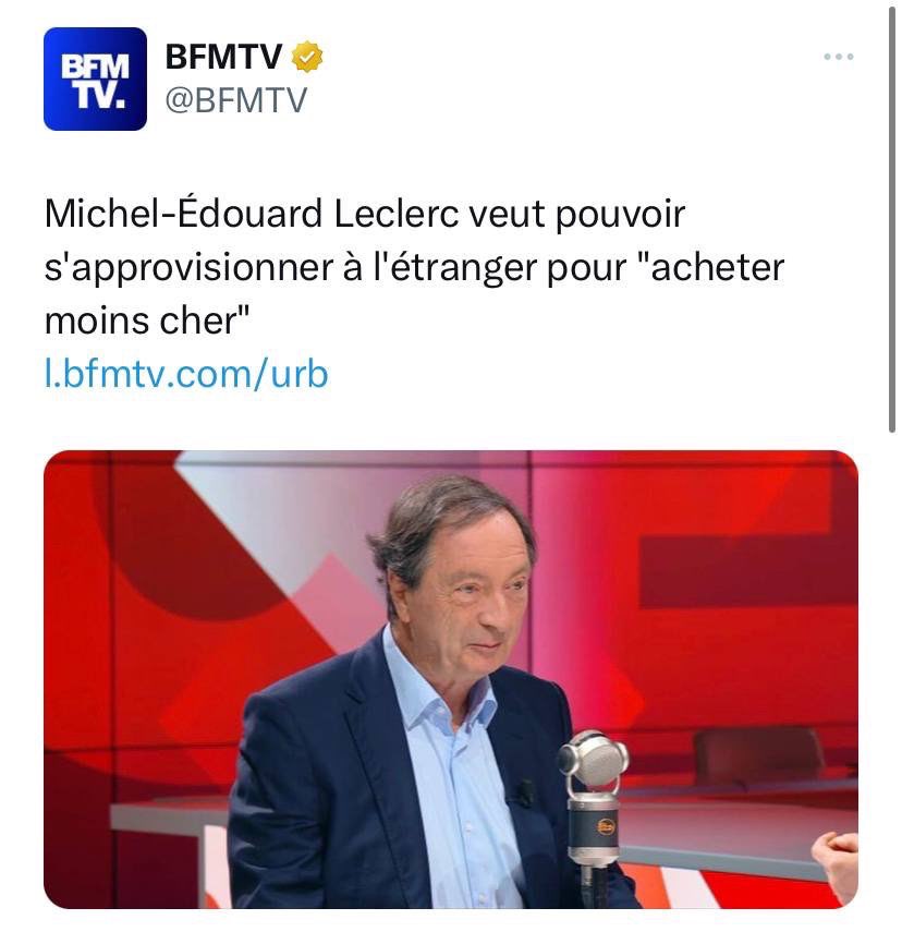 On aurait envie de redonner à l’intéressé la définition du patriotisme et de la souveraineté. Et qu’il défende la France et l’agriculture. Et puis finalement on se dit que les consommateurs sauront parfaitement aller dans les enseignes qui elles défendent les emplois et les