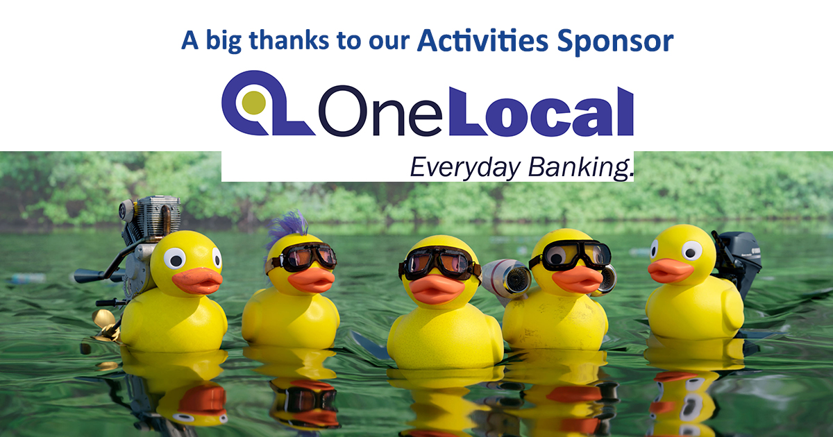 Thanks to Activities Sponsor #OneLocalBank! We like Everyday Banking. We like every day swimming too. And racing! Join us for @NVSRDuckRace #DuckRaceontheCharles on Sat. June 17th for the race!